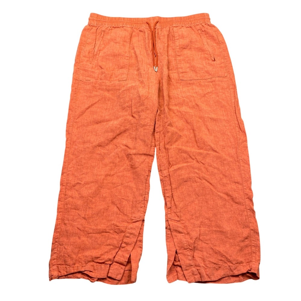 Athleta Retreat Linen High Rise Wide Leg Pant Orange Terracotta Size 20 533474